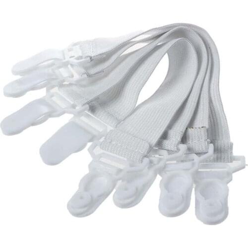 4 Pcs Home White Elastic Mattress Bed Sheet Grippers Clips