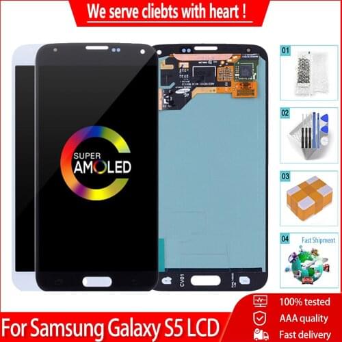 5.1" AMOLED For SAMSUNG GALAXY S5 LCD i9600 G900F G900M G9001 LCD Display Touch Screen Digitizer Assembly Repair Parts