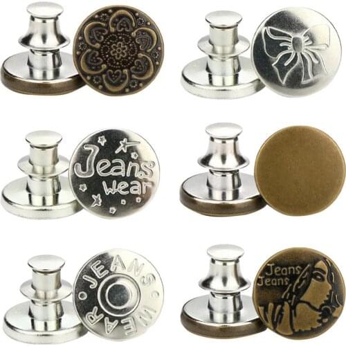 6pcs Detachable Buttons Jeans Easy Clip Snap Button Perfect Fit Instant Universal Buckles Thin Waist Replacement No Sew Needed