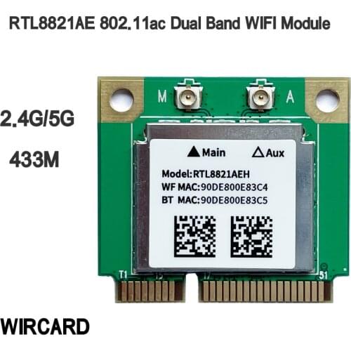 600Mbps RTL8821AE 802.11AC Wifi Adapter 2.4G/5GHz BT4.0 Mini PCi-E Wireless Wlan Card