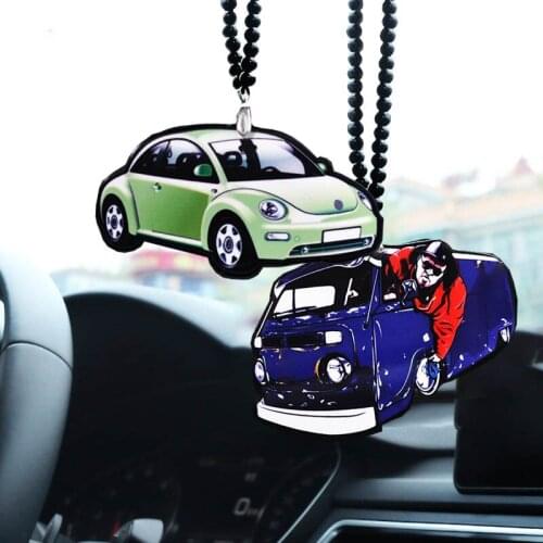 Car Shape Auto Hanging Mirror Decor Car Pendant Decor Hanging Ornament Gift Rear View Mirror Accessories Auto Interior Dangle