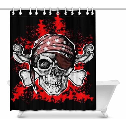Aplysia Jolly Roger Pirate Symbol with Crossed Daggers Art Bathroom Decor Shower Curtains