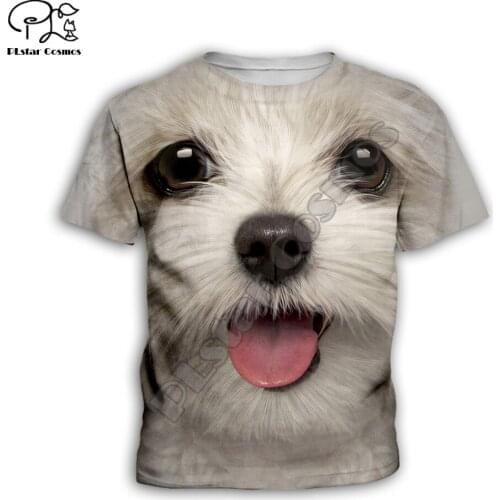 Kids cute Dog face Childrens wear 3d T-shirt Boys/Girls Printed funny pig/shark Top Short Sleeve Christmas Tshirts dropShipKT16