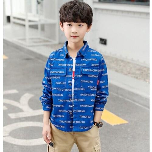 Childrens long-sleeved shirts boys letter coat
