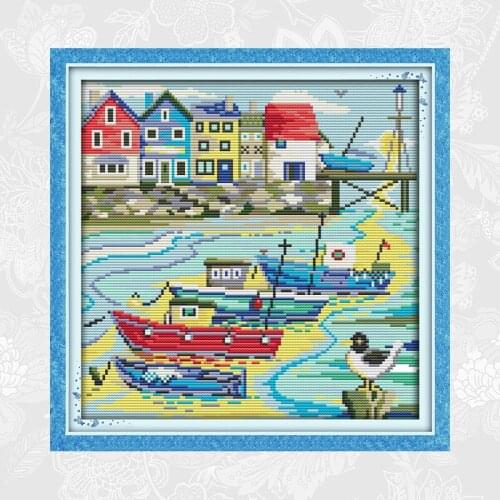 Love harbor Cross-stitch Print on Canvas Embroidery DIY Handmade Accessories Needlework 14ct 11ct Aida Cross Stitch kits