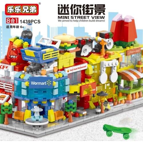 City Mini Street View Compatible Girls Friends Building Blocks KTV Cafe Retail Store Supermarket Architecture Series Toys