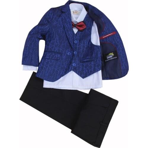 Dress Suit 4 Pieces Children Formal Suit Jacket Wedding boys set high quality jacket+vest+pants +bow tie size 2years -12 years
