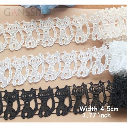 1yard Width:4.5cm Good Quality Cute Cat Design Lace Crocheted Lace Embellish for Cloth Embroidered Lace(ss-633)