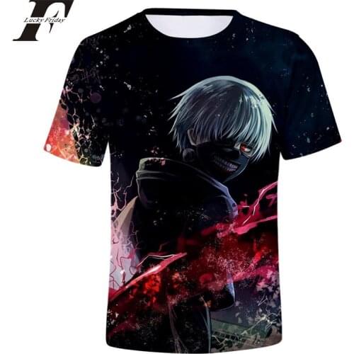 LUCKYFRIDAYF 2018 Tokyo Ghoul 3D printed cotton short sleeve Summer funny T shirts Men women camisetas hombre Anime T-shirt