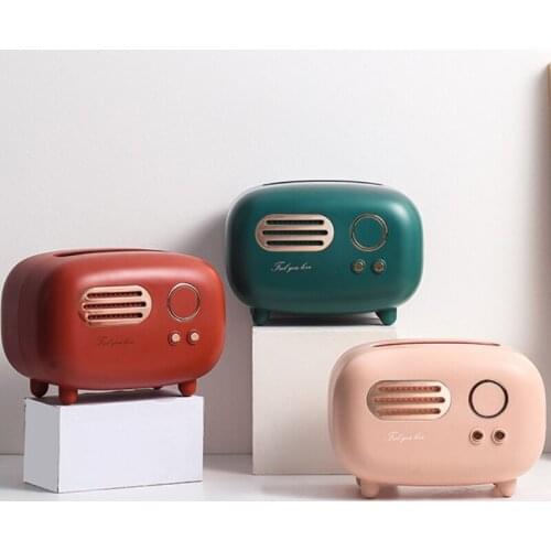 Cute Creative Radio Shaped Pumping Tissue Box Paper Holder Napkins Case Home Small Items Organizer Desktop Decoration