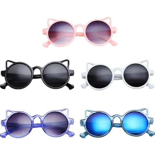 Cute Cat Ears Sunglasses UV Protection Lightweight PC Safety Childrens Fashionable Cartoon Eyewear for Unisex
