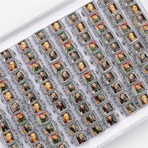 Wholesale 20pcs/Lots Silver Color Metal Rock Band Bob Marley Jewelry Rings For Men Women Mix Style