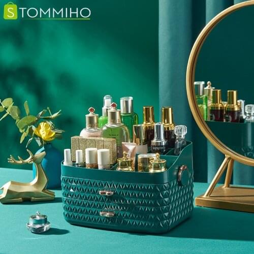 STOMMIHO Makeup Organizer Jewelry Storage Box Large Capacity Luxury Household Tabletop Organization Dust-proof Skin Care Storage