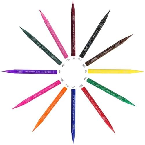 QIBEST color liquid eyeliner pen waterproof non-smudge eyeliner INS popular color liquid pen