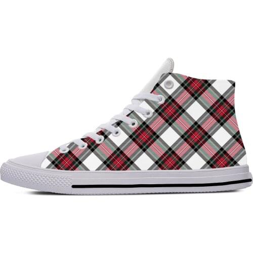 Scottish Plaid Dress Stewart Tartan Clan Fashion Casual Cloth Shoes High Top Lightweight Breathable 3D Print Men Women Sneakers