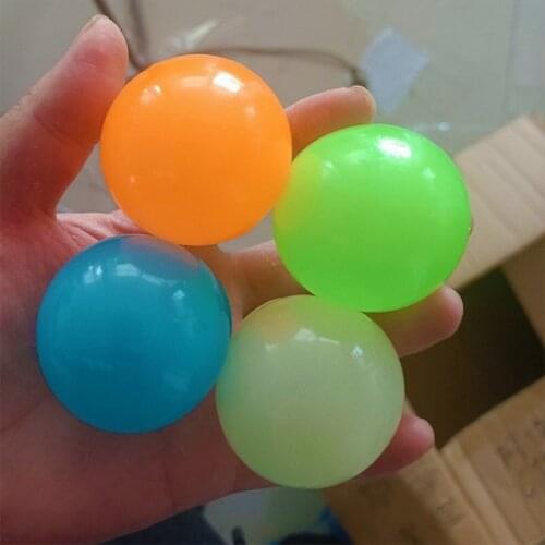 65mm luminescent Stiky Balls Throw At Ceiling Stick Wall Ball Sticky Target Squash Ball Globbles Balls Balle Kids Party Toys