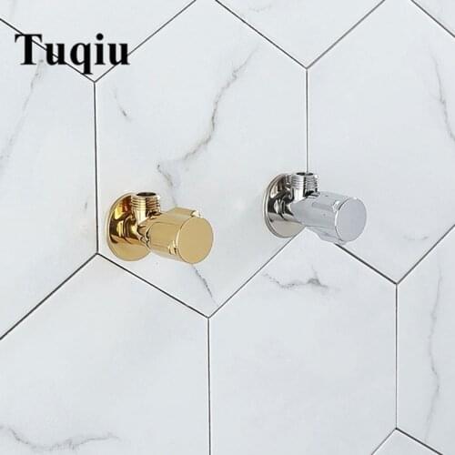Tuqiu Brass Triangle Valve Water Control Valve Gold Corner Valve Bathroom Tap Water Valve 1/2*1/2 Brass Chrome Angle valves