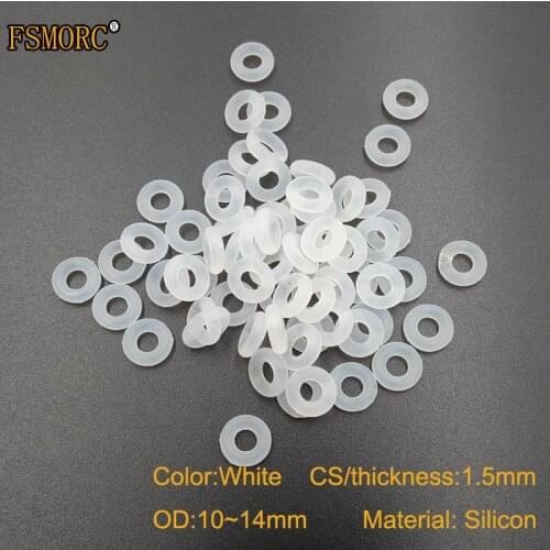 White and red silicon o-rings 1.5mm Thickness OD 10 10.5 11 11.5 12 12.5 13 13.5 14mm Food Grade Seals gasket no poison o ring