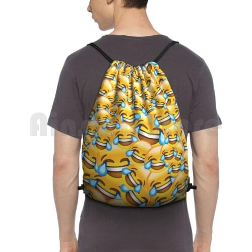 Laughing Backpack Drawstring Bags Gym Bag Waterproof Design Pattern Layer Art Artwork Book Top Drink Tablet Case Laughing
