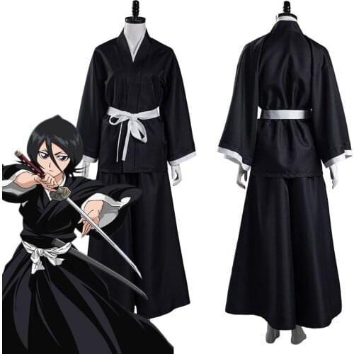Anime Bleach Kuchiki Rukia Cosplay Japanese Traditional Kimono Samurai Costumes for Man Robe Gown Halloween Carnival Suit