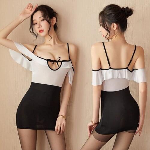 Tight-fitting skirt, cheongsam, easy to split on the bed, ultra-thin, unlined, one step addiction to lure remote control teacher