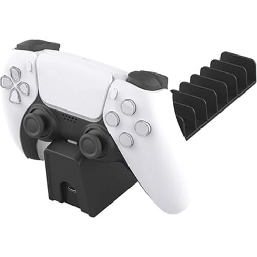 Single Slot PS5 Gamepad Charger Station Stand Fast Charging Dock Base and 10 Game Discs Storage for PS 5 Wireless Controller