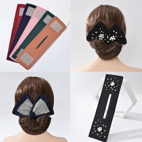 Iron Wire Bow Tie Hairpin Printing Magic Clip Nails Pearls lazy Twisting Curling iron Lazy Ponytail Hairhip Clips Barrettes