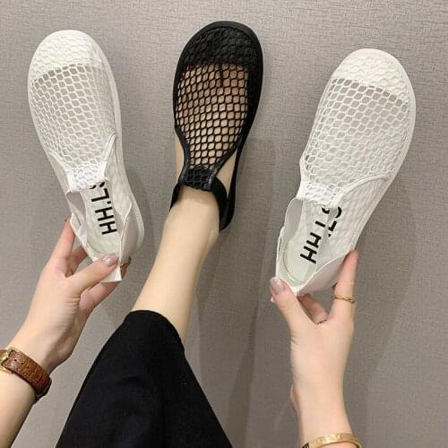 2021 new Baotou mesh sandals womens soft sole single shoes summer net shoes womens breathable thin womens shoes