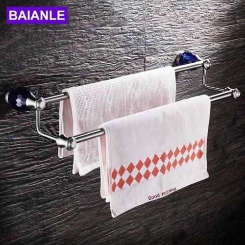 BAIANLE Towel Bars 1 Set Stainless Steel Wall Mounted Double Bathroom accessories Towel Holder restroom Towel Rack