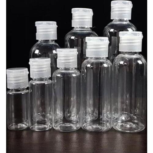10PCS 5/8/10/20/30/50/60/100/200ml Empty Plastic Pack clamshell water Bottle Crystal Clear Flip Top Cap Packaging mini Container
