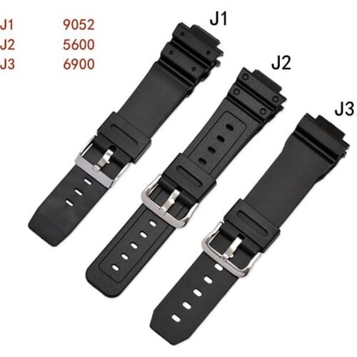 16mm Silicone Rubber Watch Band Strap Fit For Casio G Shock Replacement Black Waterproof Watchbands 9052 5600 6900