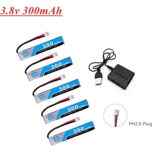 1S HV 3.8V 300mAh 30C 4.35V FPV Lipo Battery with PH2.0 Plug for 65S UK65 Blade Inductrix UR65 Tiny Whoop Drone