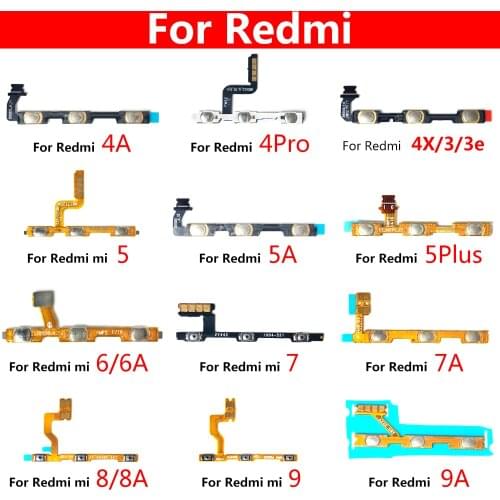 20Pcs/lot Power On Off Volume Side Button Key Flex Cable For Redmi 3 3S 4 4A 4X 5A 5 S2 Pro 6 6A 7 7A 8 8A 9 9A 5 Plus