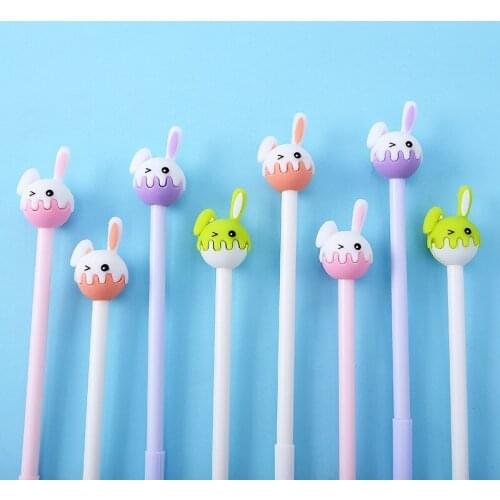 30 pcs/lot Creative Lollipop Rabbit Gel Pen Cute 0.5mm Signature Pens Promotional Gift Stationery School Supplies
