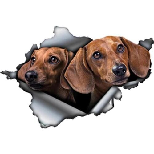 Car Stickers Decor Motorcycle Decals 3D Tan Dachshund Decorative Accessories Creative Sunscreen Waterproof PVC,13cm*9cm