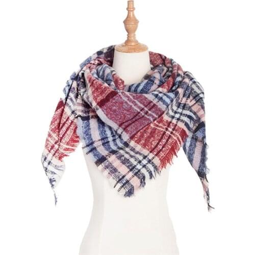 Brand New Circle Spur Wool Scarves Women 39 Color Lattice Triangle Shawl And Wraps Female Autumn Winter Bib Scarves Wholesale