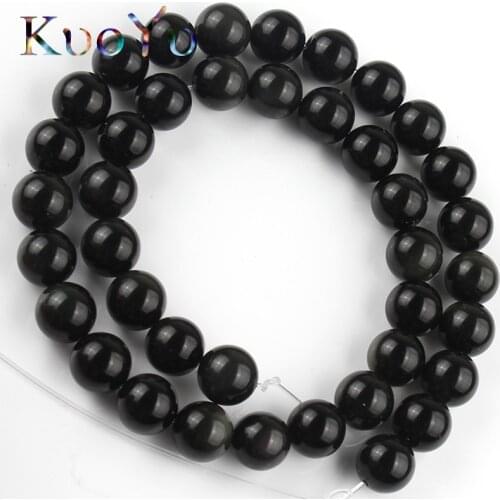 Natural Stone Black Obsidian Beads Round Loose Spacer Beads For Jewelry Making15"Inch 6/8/10/12mm DIY Material Bracelet Necklace