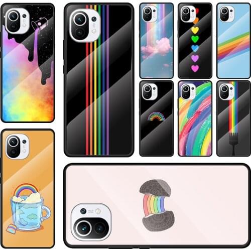 Tempered Glass Cover Fashion Rainbow Art For Xiaomi Mi 9T CC9 CC9E Note 10 10T 11 11i Pro Lite Ultra Phone Case Shell
