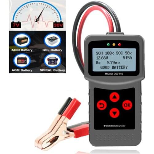 MICRO-200 PRO 12v 24v Car Battery Tester Multi-Language Digital AGM EFB Gel Automotive Load Battery System Analyzer For Car Moto
