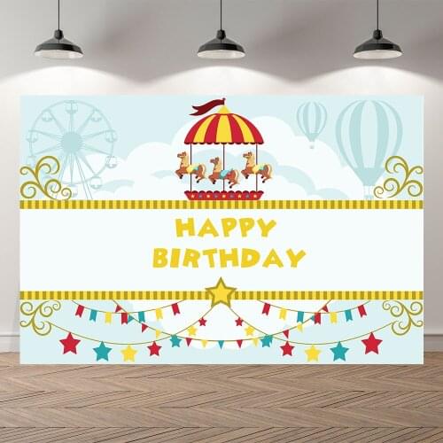 Circus Baby Kids Portrait Backdrops Circus Birthday Baby Shower Party Decoration Acrobats Blue Sky Backdrop for Photo Studio