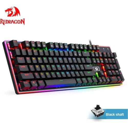 Redragon RATRI K595 RGB USB Silent Mechanical Keyboard Gaming LED backlit Black Switch 104 Key for Computer PC Gamer Russian us
