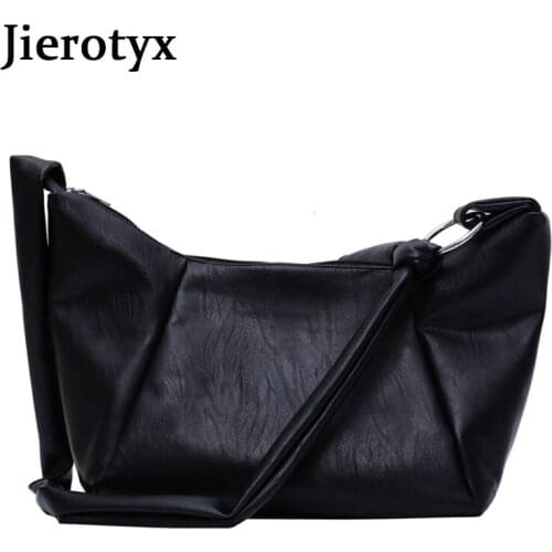 JIEROTYX Casual Bags Women Personality Soft Leather Ladies Designer Single Shoulder Messenger Bags Black Bolsa Feminina Girl