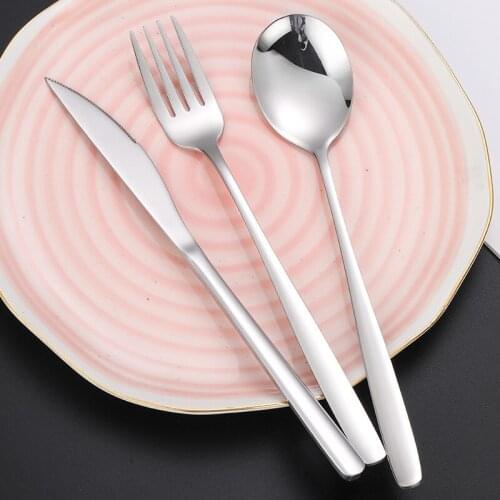 Stainless Steel Spoon Fork Thicken Long Spoon Mixing Soup Spoon Coffee Spoon Tea Western Tableware Set Hotel Home Kitchen Spoons