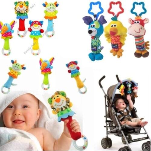 Cute Infant Baby Boy Girl Soft Handbells Rattles Stroller Bell Toy Developmental Baby Rattles Toys