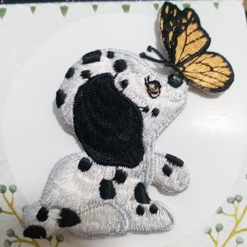 Fashion cute dog butterfly patches for clothing embroidery appliques parche DIY handmade clothes accessories