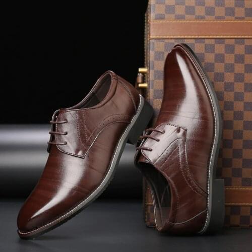 New High Quality Genuine Leather Men Brogues Shoes Lace-Up Bullock Business Dress Men Oxfords Shoes Male Formal Shoes698