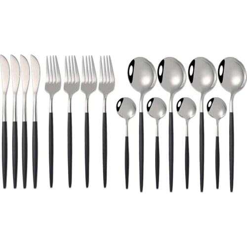 16Pcs 304 Stainless Steel Cutlery Set Knife Fork Tea Spoon Tableware Set Kitchen Silverware Flatware Set Gift Supplies Wholesale