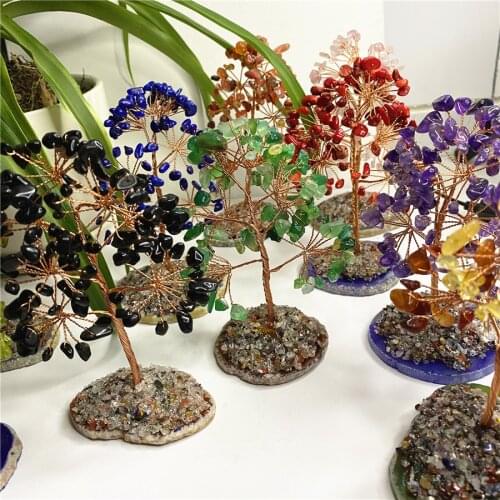 Natural Healing Crystal Money Tree Decorative Feng Shui Ornaments Good Luck Fortune Wealth Home Decoration Gift
