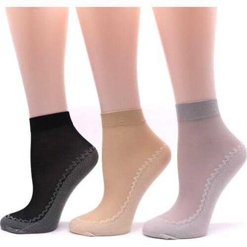 5Pair Breathable Transparent Socks Women Summer Thin Short Socks Ankle Nylon Socks Thick Bottom Slip-Resistant Chausettes Femme