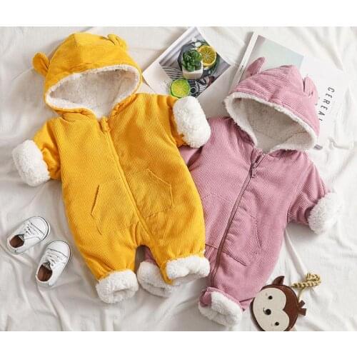 2021 New Cute BABY Newborn Baby Boy Girl Clothes Long Sleeve Hoddies Bear Zipper Baby Romper Clothes Autumn Winter Wear 0-18M